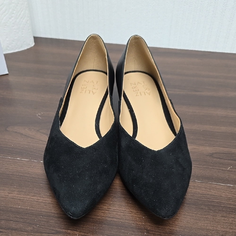 NATURALIZER Black Suede & Leather Low Heel Size 9